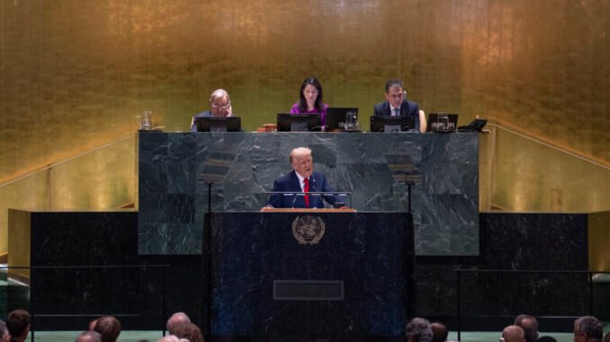 Donald Trump durante su discurso ante la ONU sobre América Latina