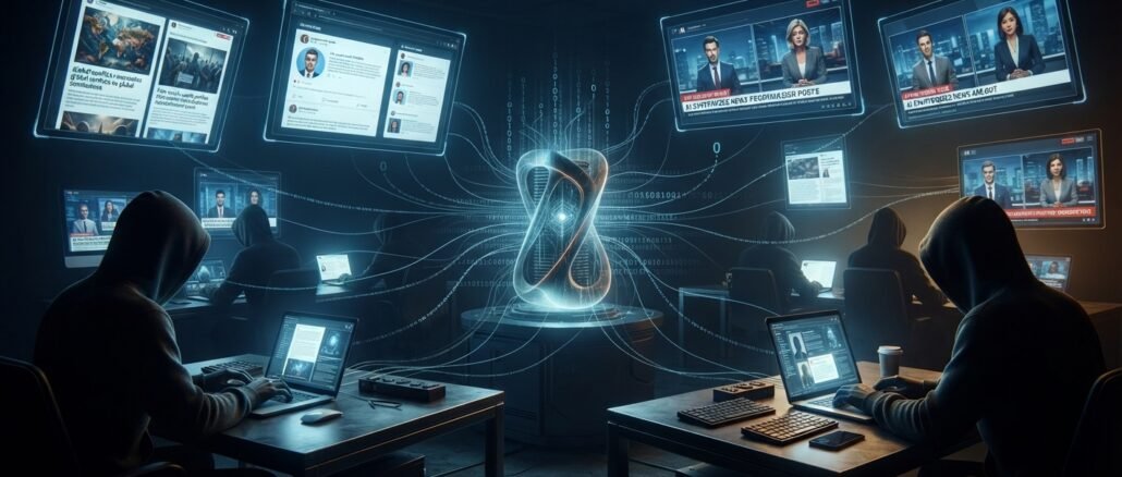 Imagen ilustrativa creada con inteligencia artificial sobre propaganda digital y ChatGPT