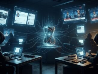 Imagen ilustrativa creada con inteligencia artificial sobre propaganda digital y ChatGPT