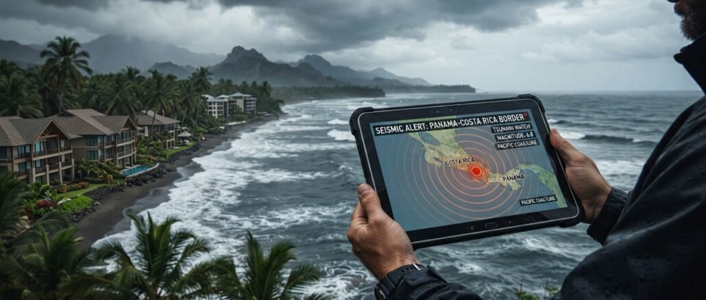 Imagen ilustrativa generada con inteligencia artificial sobre el posible peligro de tsunami para Costa Rica