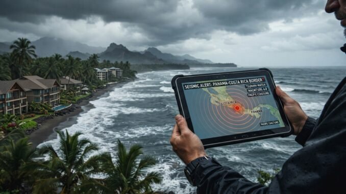 Imagen ilustrativa generada con inteligencia artificial sobre el posible peligro de tsunami para Costa Rica
